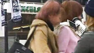 2 Girls pooping on a human toilet