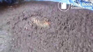 Brunette hottie taking a scat bath