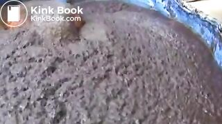 Brunette hottie taking a scat bath