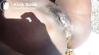 ebony poop while laying down