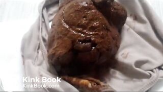 Huge poop in beige panties