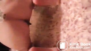 Skinny woman shitting and smearing