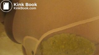 Latina shitting and peeing in white pantyhose