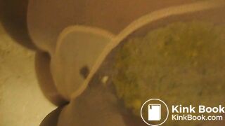 Latina shitting and peeing in white pantyhose