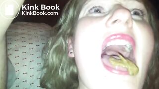 Kinky blonde slut likes shit in her mouth