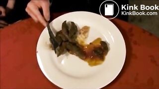 maid bake turd from asshole for man to eat