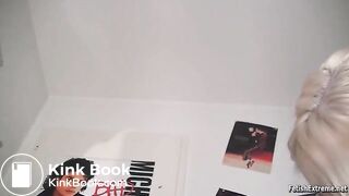 blonde girl spreads and shits