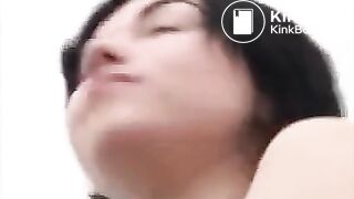 Sexy brunette shitting