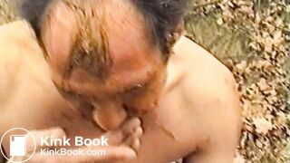 Filthy outdoors 3some mmf with puking