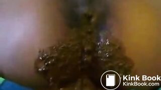 ebony scat in bed