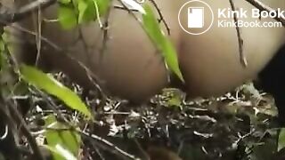 Japanese girl poops outdoors