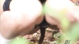 Japanese girl poops outdoors