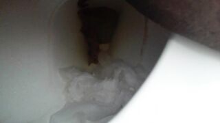 Nasty hairy ebony pooping