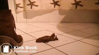 long sausage in her hands