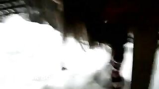 Random Shit 13 - Girl shits in the snow on her balcony