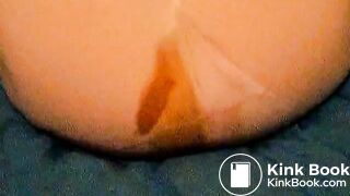 blonde woman releases shitty enema in pantyhose