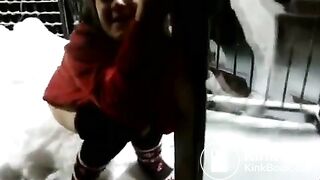 My friend decided to poop in the snow while my other friend records her