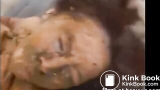 Cute Japanese girl eats shit while being fucked