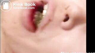 Cute Japanese girl eats shit while being fucked