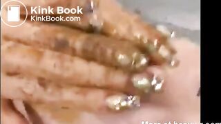 Cute Japanese girl eats shit while being fucked