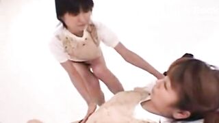 Japanese cuties in lesbian vomit and shit sex