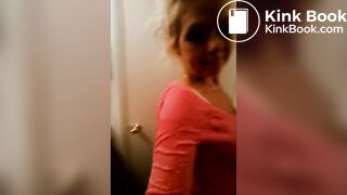 Mature blonde fills her panties with crap