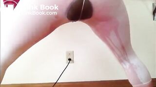 Curvy ballerina peeing and pooping in her tights