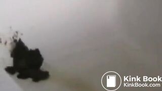 Mature mom collects her poop for later