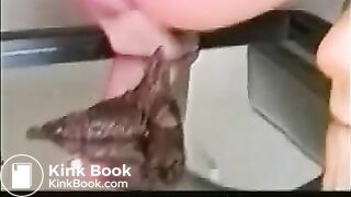 Nice looking blonde taking a shit!!