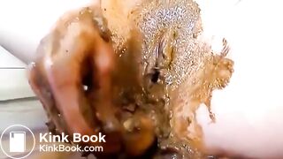 Girl smearing scat
