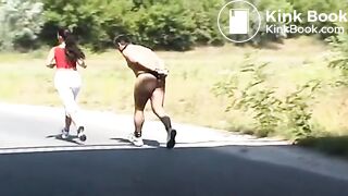 Nasty German scat mistress and her male slaves