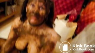 Shit covered slut wife as living toilet for her husband