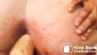 Scat covered slut wife - shit swallowing living toilet