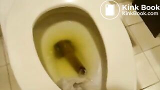 Hot brunette really proud of her long thick turd