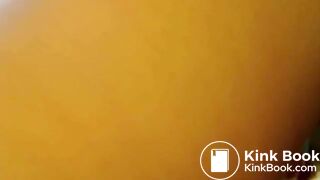 Russian slut sticks cucumber up ass and then eats it