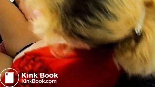 Long hair guy, blonde woman shits