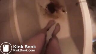 Hot shower with mineral excrement