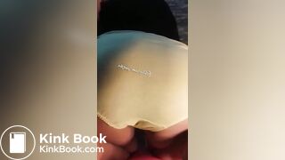 Teen pushes out a huge turd into her panties