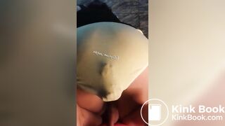 Teen pushes out a huge turd into her panties