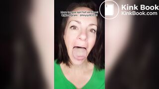 The girl's beautiful tongue and saliva