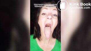 The girl's beautiful tongue and saliva
