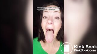 The girl's beautiful tongue and saliva