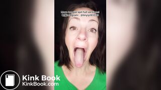 The girl's beautiful tongue and saliva