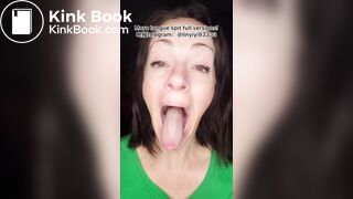 The girl's beautiful tongue and saliva