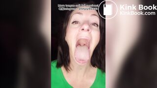 The girl's beautiful tongue and saliva