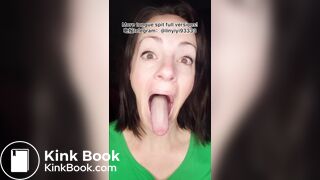 The girl's beautiful tongue and saliva