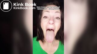 The girl's beautiful tongue and saliva