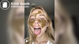 18yo Blonde Smearing Shit on Her Cute Face
