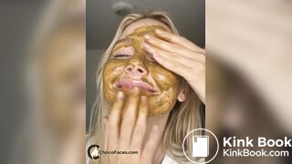 18yo Blonde Smearing Shit on Her Cute Face