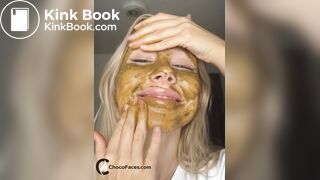 18yo Blonde Smearing Shit on Her Cute Face